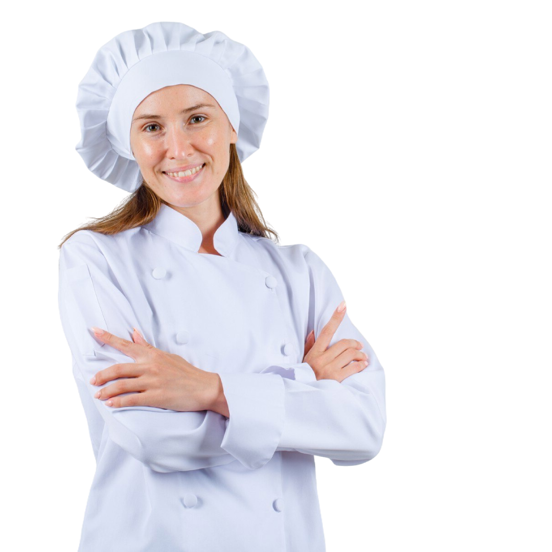 Chef Natalie standing in farmhouse kitchen holding oatmeal bowl with strawberries and blueberries, soft morning natural light, healthy recipe creator and founder of OatRecipes.com looking friendly and approachable